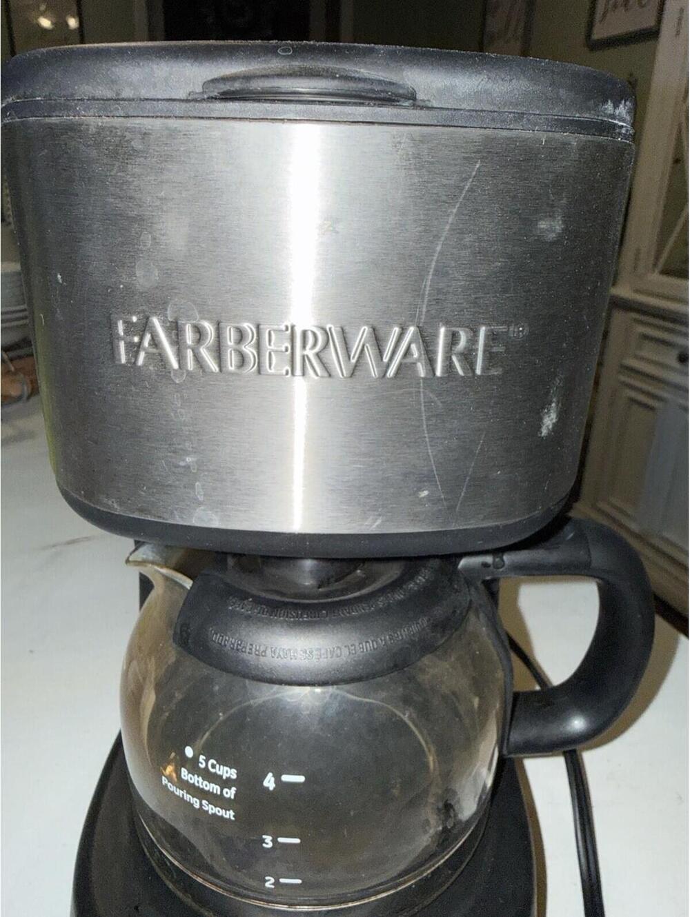 Farberware Programmable 5-Cup Filter Coffee Machine Black Silver Glass Carafe - Picture 3 of 6